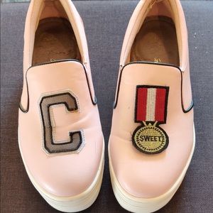 Sneakers woman shoes size 36 pink white high top